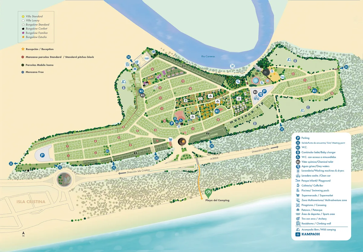 Instalaciones y espacio en Camping Giralda Isla Cristina, Huelva