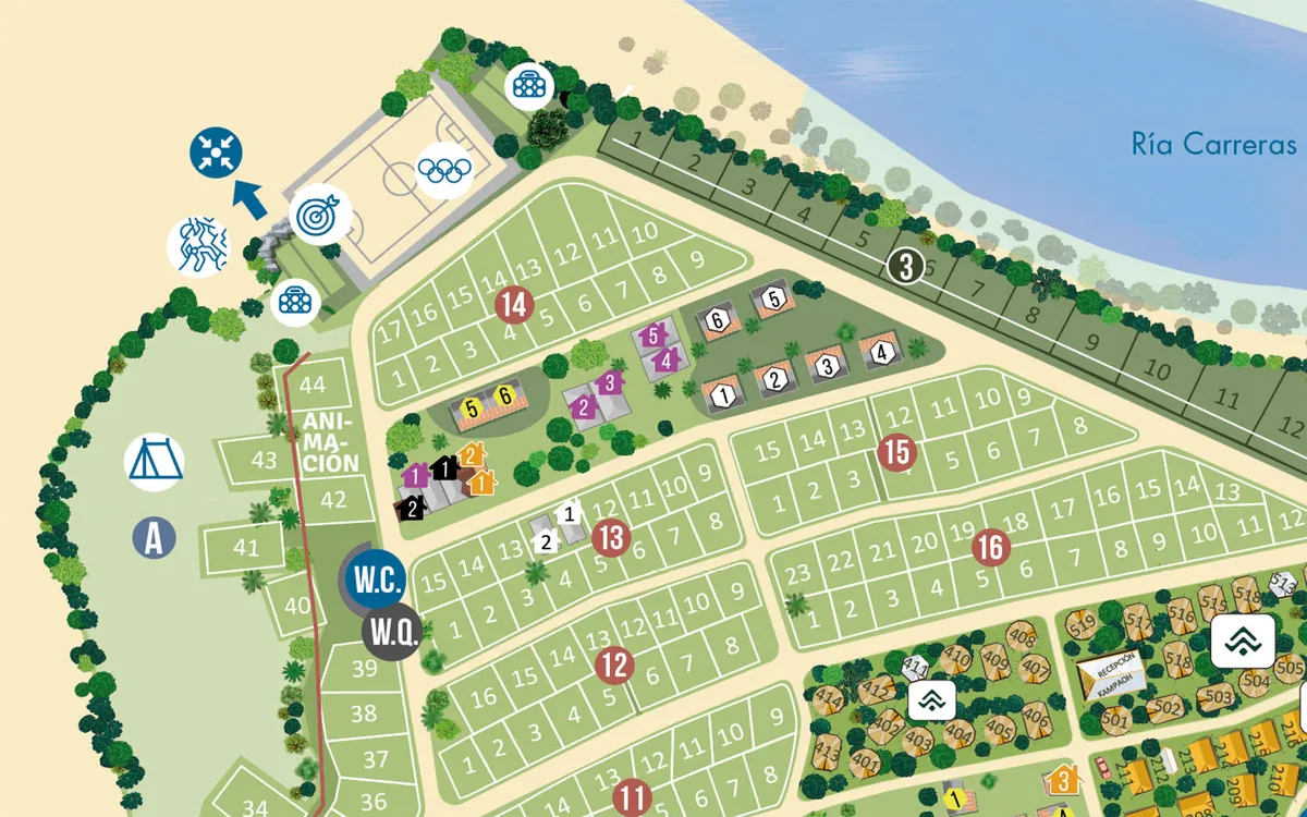 Instalaciones y espacio en Camping Giralda Isla Cristina, Huelva